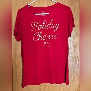 Apt. 9 Womens PXL Red Gold Letters with Holiday Cheers Christmas New Years